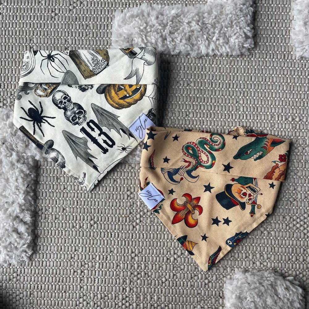 NWOT Set of 2 Rylee & Co Halloween Dog Bandanas Spooky Pet Bandanas
